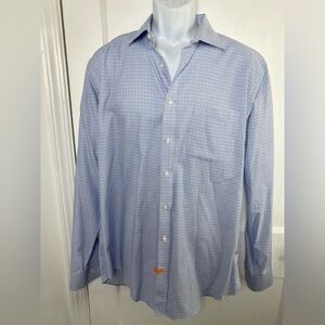Nordstrom Mens Shop Non Iron Light Blue Checkered Dress Shirt